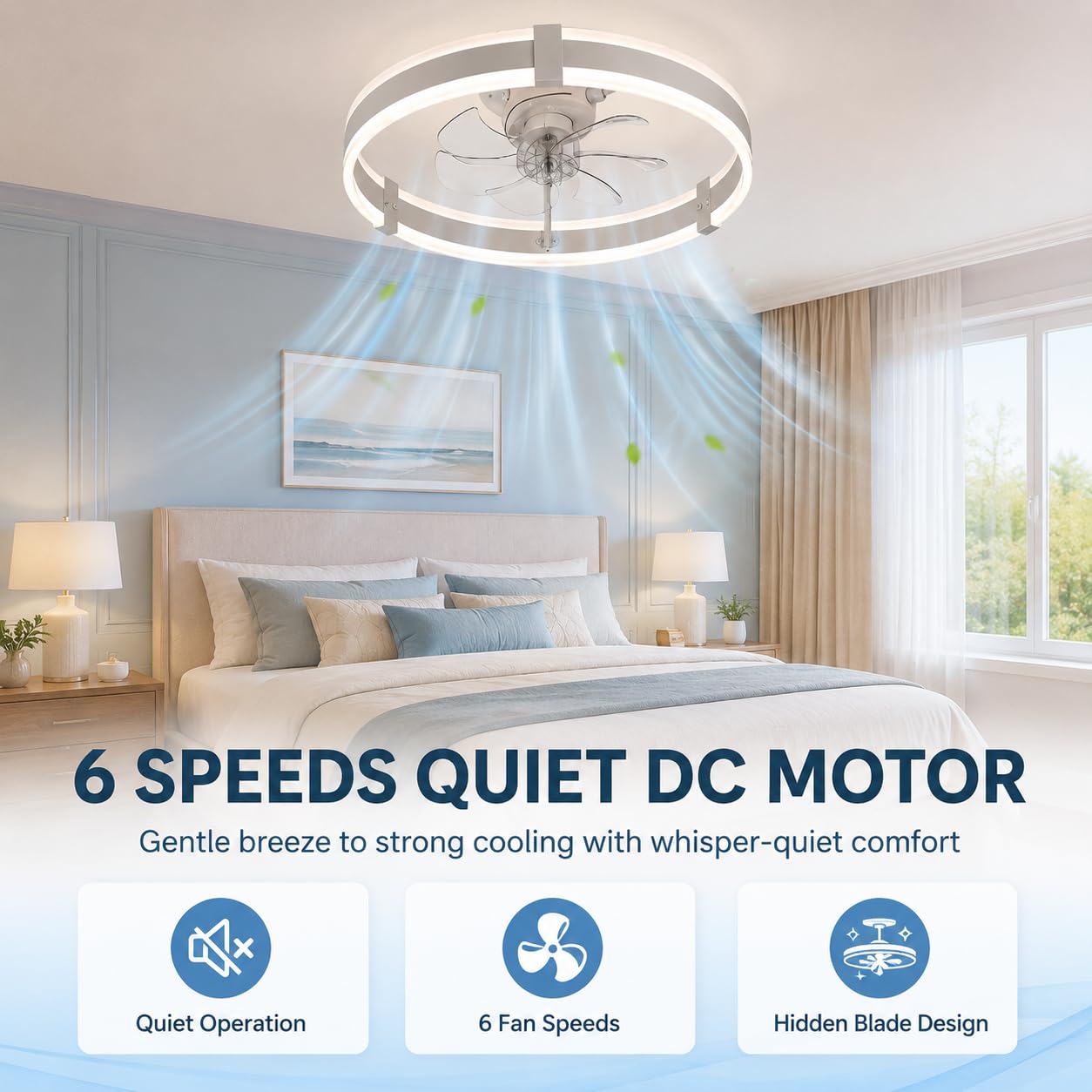 Ceiling Fan Low Profile Flush Mount - Wentylatory sufitowe 20 cali z oświetleniem