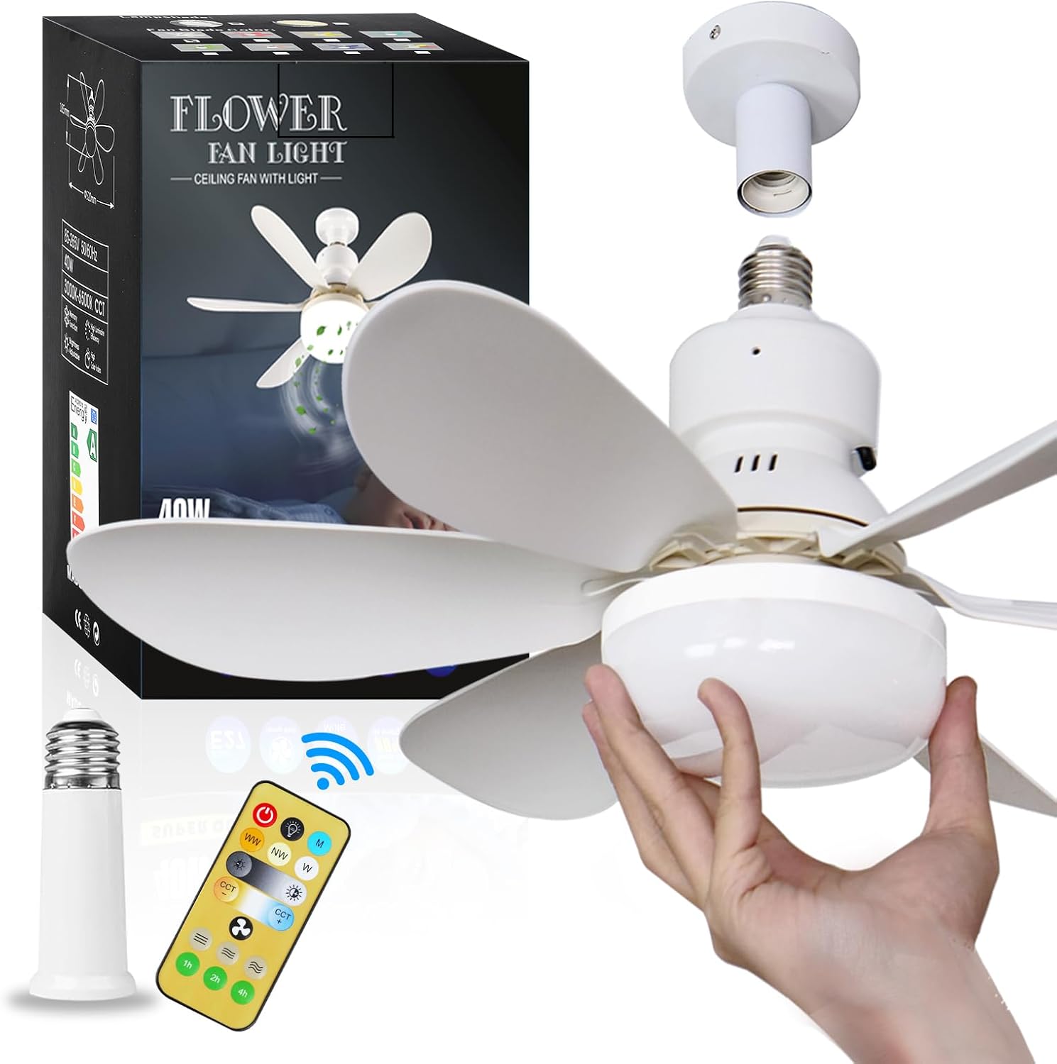 Smart Ceiling Fan With Light Remote - Mały wentylator sufitowy ze światłem: 40W