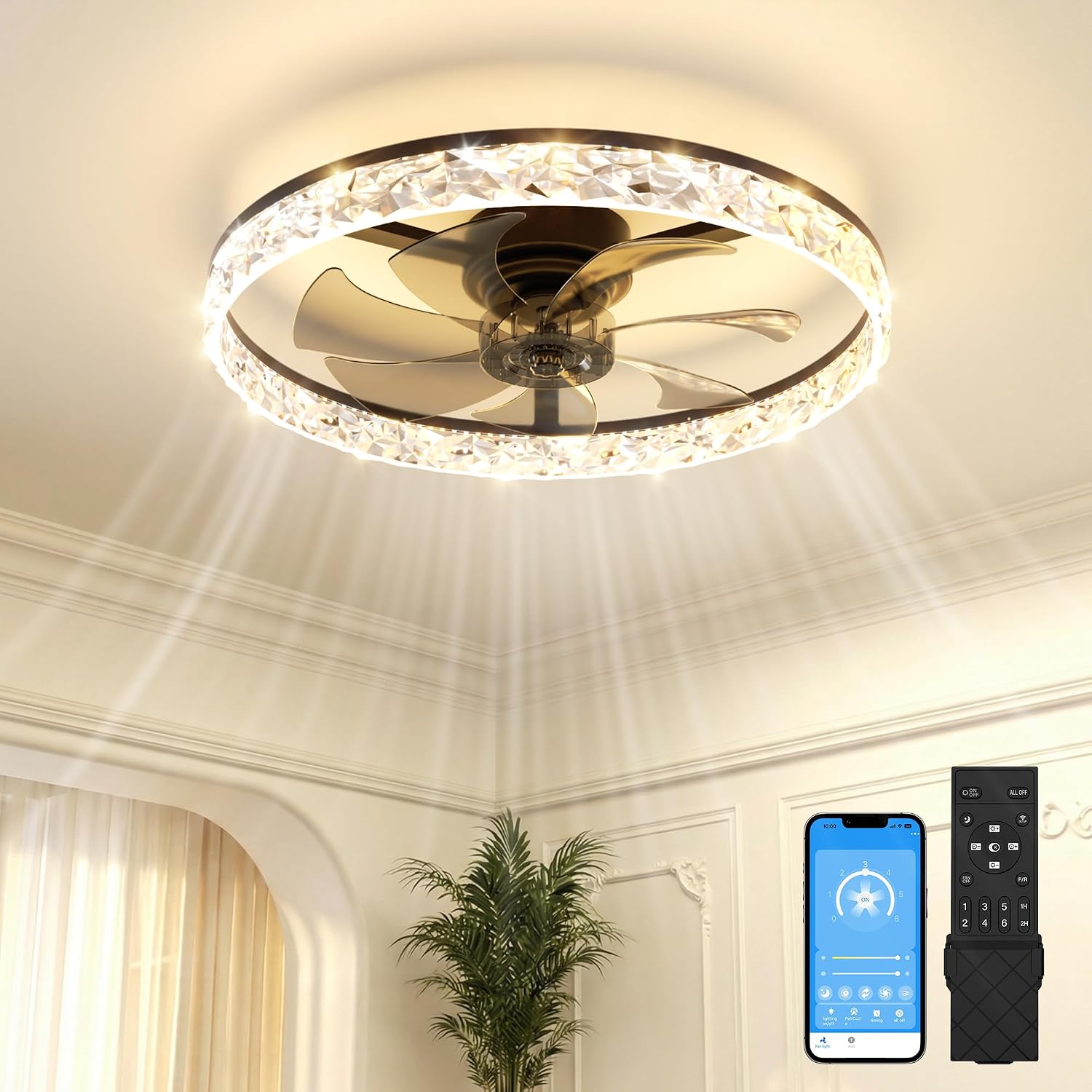 Ceiling Fan Low Profile Flush Mount - Nowoczesny, niskoprofilowy wentylator sufitowy o średnicy