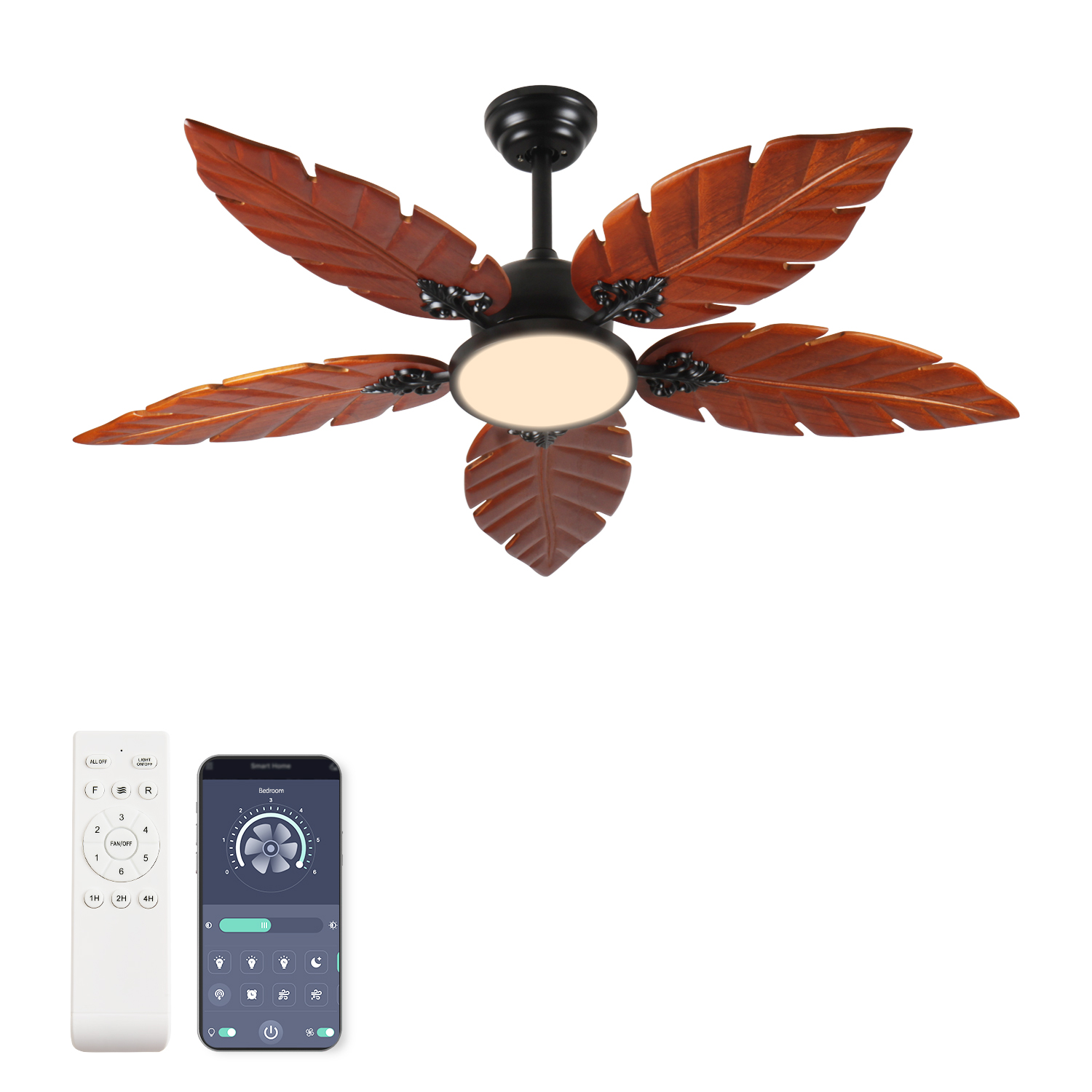 Ceiling Fan Dc Motor 52 Inch - 52-calowy wentylator sufitowy z motywem tropikalnych