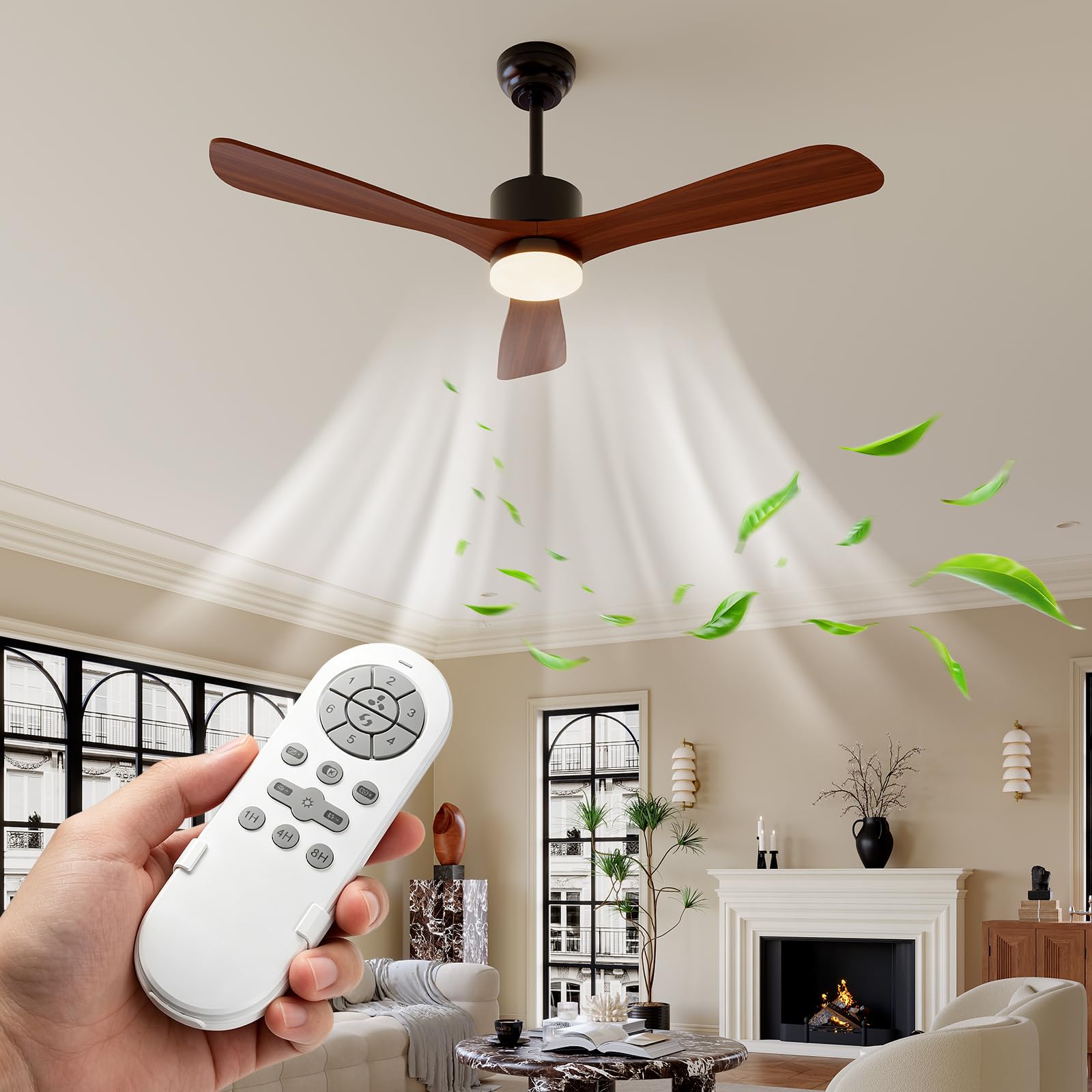 Ceiling Fan Led 3 Blade Modern - Wentylator sufitowy z oświetleniem i pilotem,