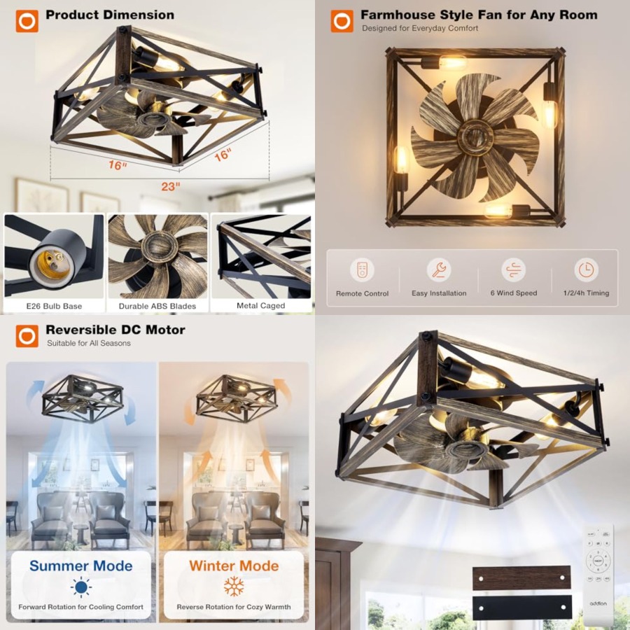 Ceiling Fan Low Profile Flush Mount - Wentylatory sufitowe w niskim profilu z