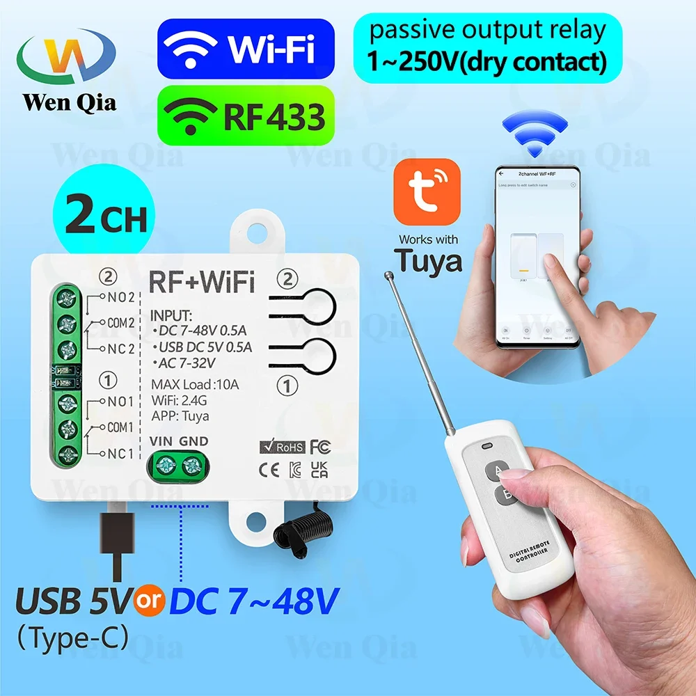 Smart Ceiling Fan Alexa Wifi - 2-kanałowy inteligentny włącznik światła Tuya, moduł