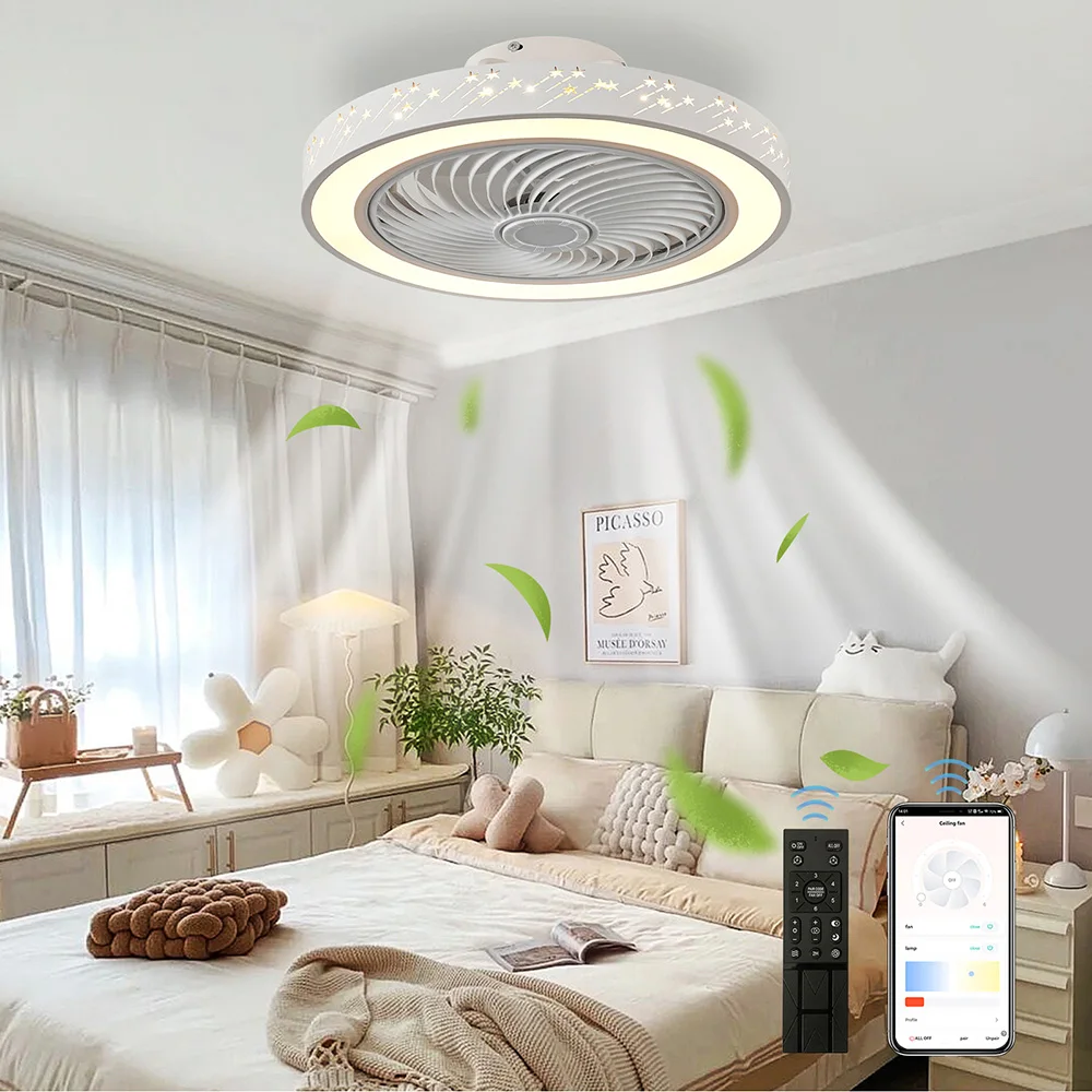 Smart Ceiling Fan With Light Remote - Inteligentny wentylator sufitowy 46 cm z