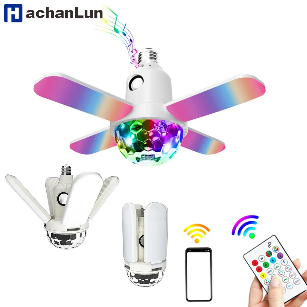 Smart Ceiling Fan With Light Remote - E27 Wentylator z żarówką LED Czterolistna