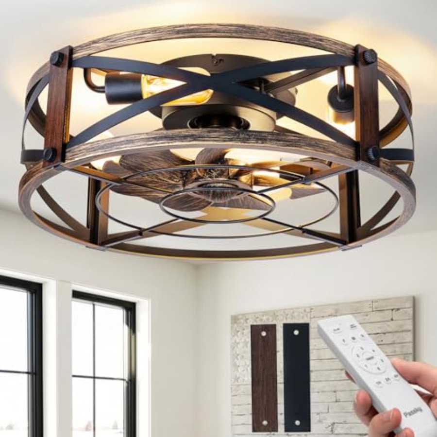Ceiling Fan Low Profile Flush Mount - Wentylatory sufitowe w stylu farmhouse, 20