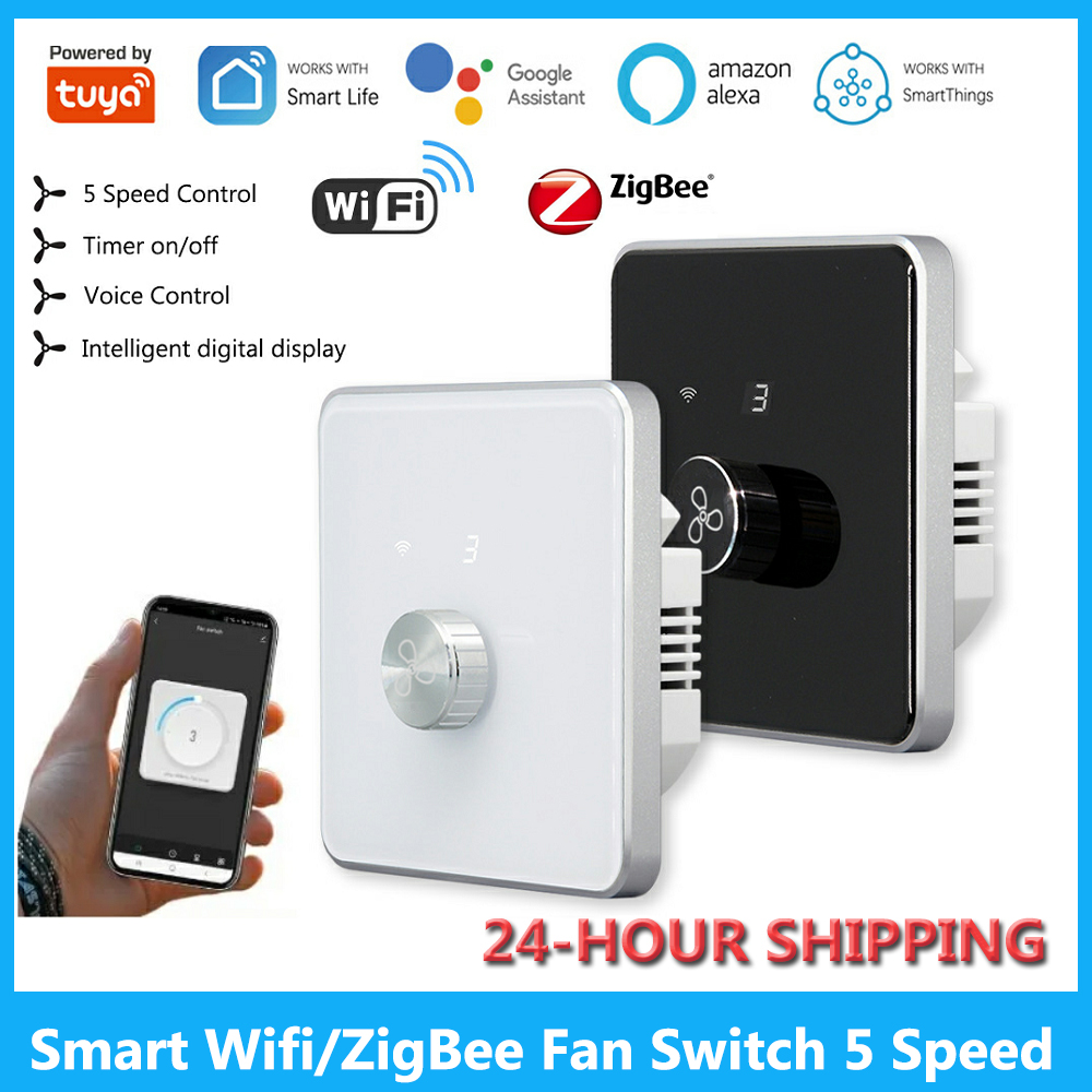 Smart Ceiling Fan Alexa Wifi - Inteligentny przełącznik wentylatora Wifi/ZigBee 5-biegowe sterowanie