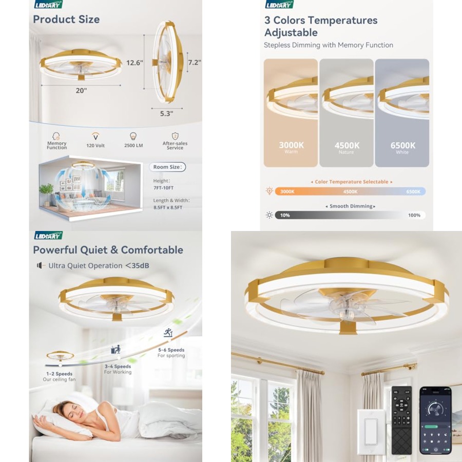Wentylatory sufitowe ze światł – Ceiling Fan Low Profile Flush Mount recenzja i cena