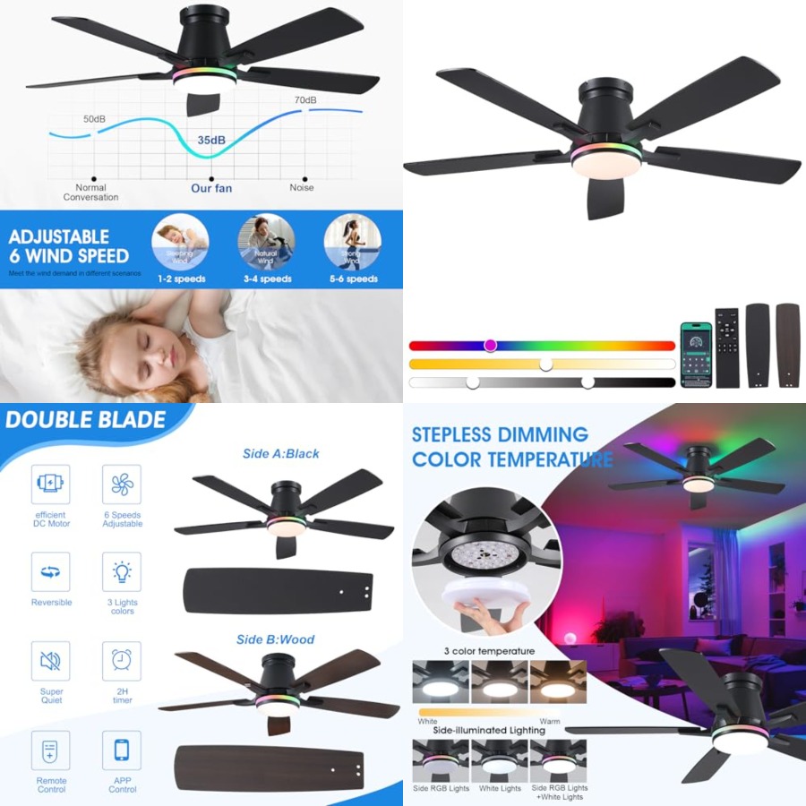 Wentylatory sufitowe 52 cale z – Ceiling Fan Low Profile Flush Mount recenzja i cena