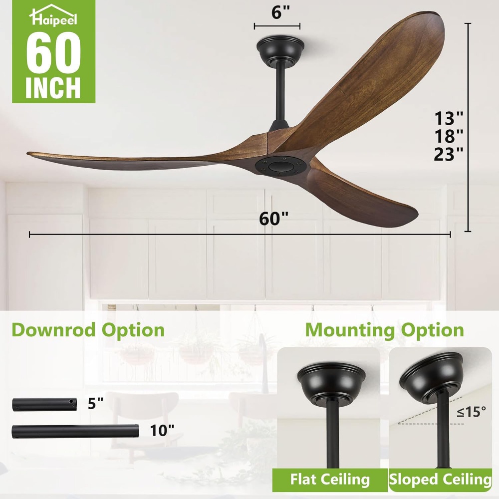 Wentylator sufitowy z drewna w – Ceiling Fan 60 Inch Industrial recenzja i cena