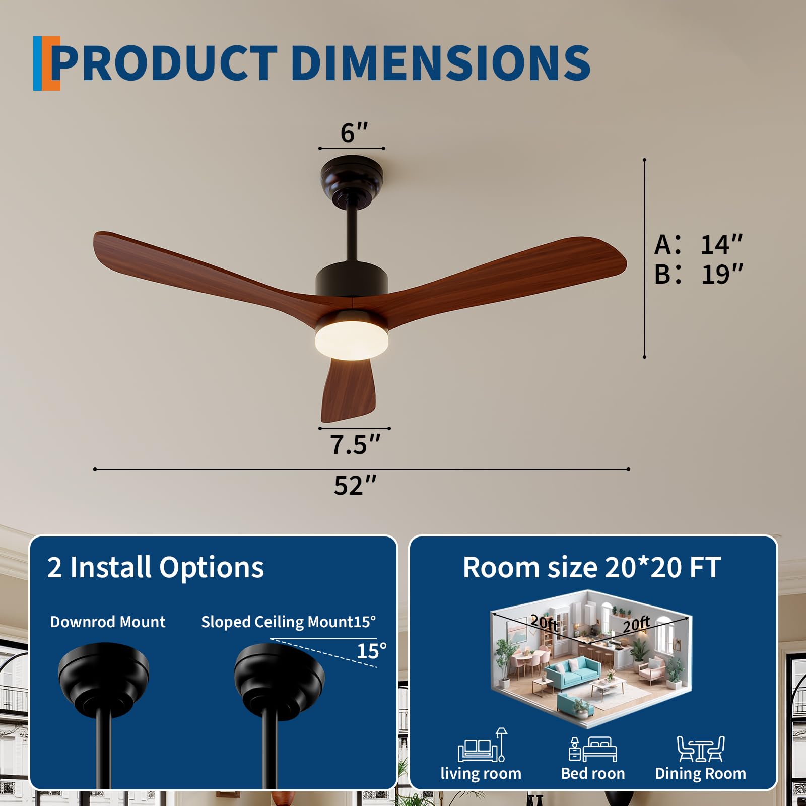 Wentylator sufitowy z oświetle – Ceiling Fan Led 3 Blade Modern recenzja i cena