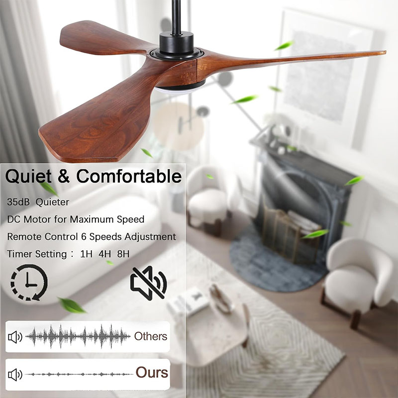Unikalny drewniany wentylator  – Ceiling Fan Dc Motor 52 Inch recenzja i cena