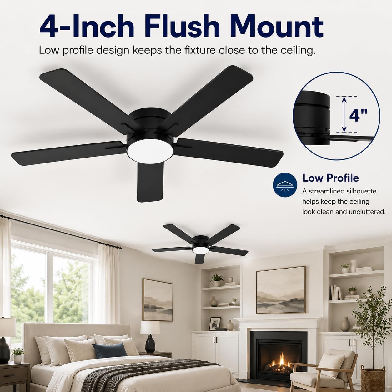 52-calowy, niskoprofilowy went – Ceiling Fan Low Profile Flush Mount recenzja i cena